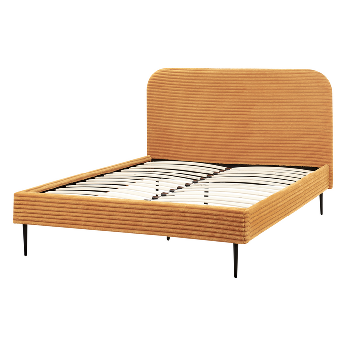 Beliani - FLAYAT - Tweepersoonsbed - Oranje - 140 x 200 cm - Corduroy