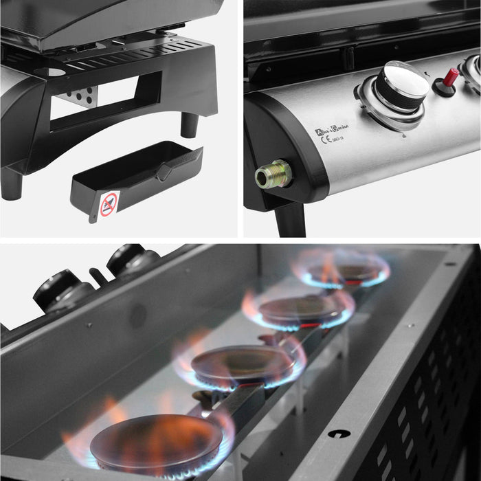 sweeek - Bakplaat op gas, 4 branders, 10kW + trolley