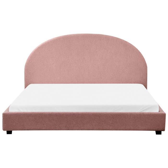 Beliani-VAUCLUSE-Tweepersoonsbed-Pastelroze-180 x 200 cm-Bouclé