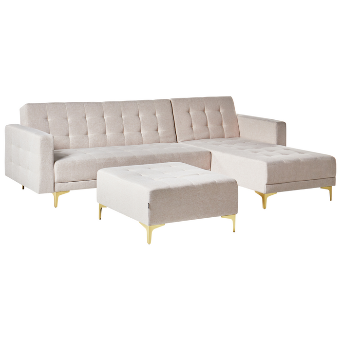 Beliani-ABERDEEN-Hoekslaapbank ottomaan-Beige -Linkszijdig-Polyester