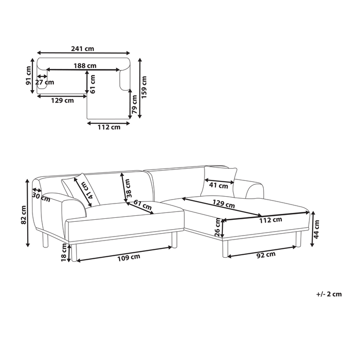 Beliani - HOLT - Hoekbank - Lichtgrijs - Linkszijdig - Polyester