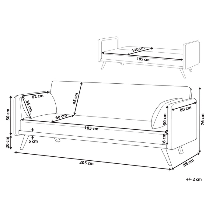 Beliani - ASAA - Slaapbank - Gebroken wit - Bouclé