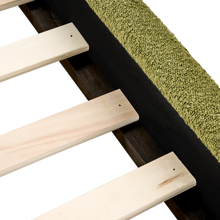 Beliani-VAUCLUSE-Tweepersoonsbed-Olijfgroen-180 x 200 cm-Bouclé