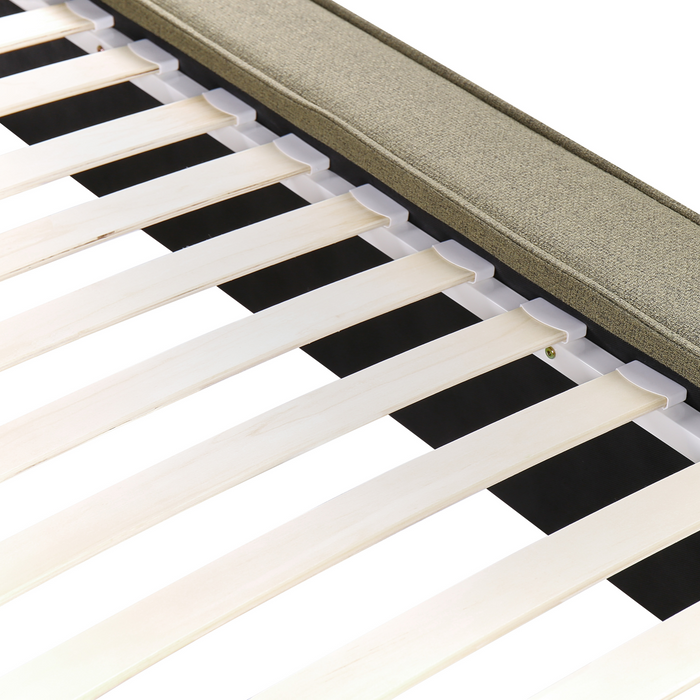 Beliani - LINARDS - Tweepersoonsbed - Olijfgroen - 160 x 200 cm - Stof