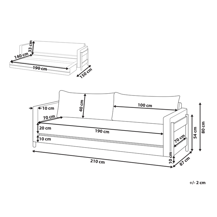Beliani - ORSA - Slaapbank - Groen - Polyester