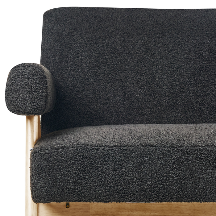 Beliani - TAMRE - Tweezitsbank - Zwart|Lichtbruin - Bouclé