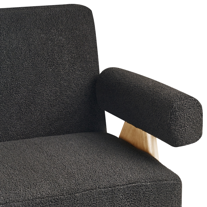 Beliani - TAMRE - Tweezitsbank - Zwart|Lichtbruin - Bouclé