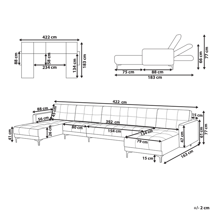Beliani - ALNES - Hoekbank 6-zits - Gebroken wit - Polyester
