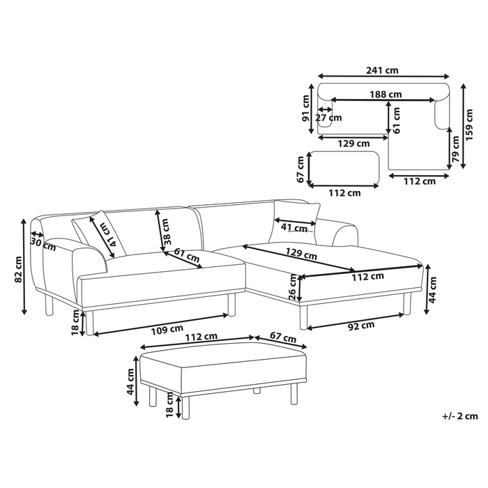 Beliani - HOLT - Hoekbank met ottomaan - Taupe - Linkszijdig - Bouclé