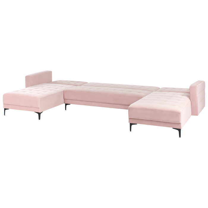 Beliani - ABERDEEN - U-vorm bank - Pastelroze - Fluweel