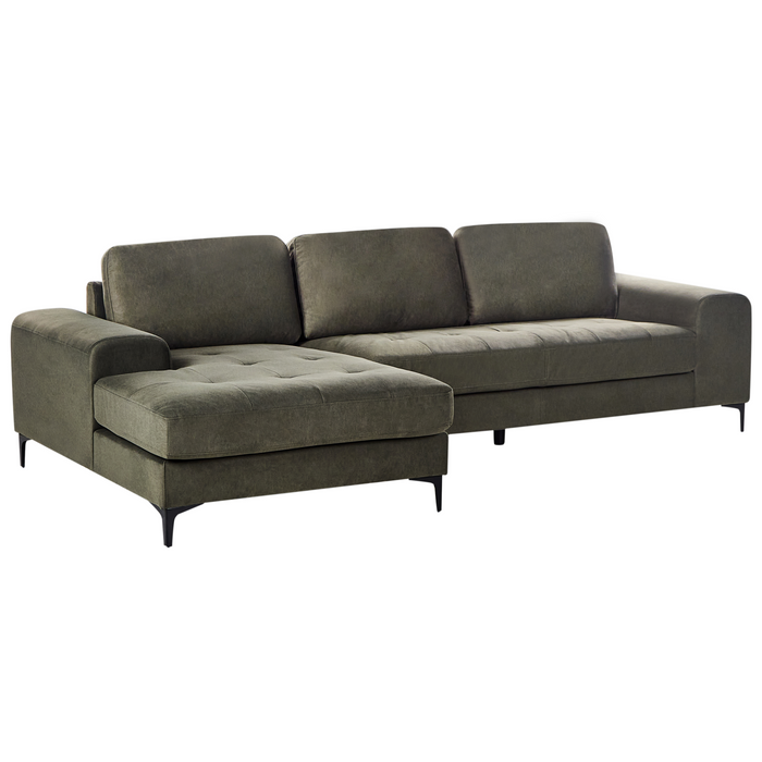 Beliani - KIRUNA - Hoekbank - Donkergroen - Rechterzijde - Fluweel