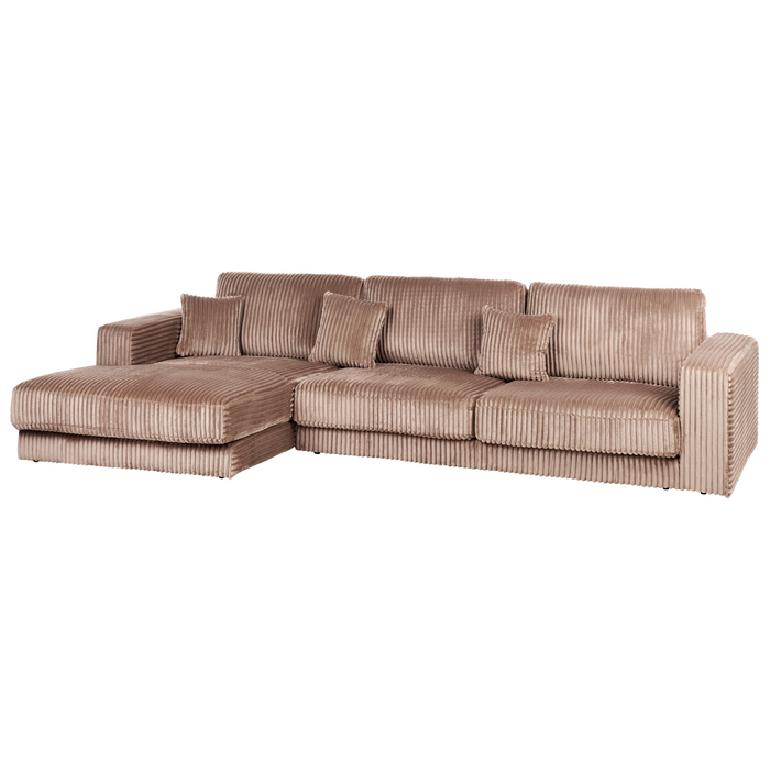 Beliani-LOFOTEN-Hoekbank 4-zits-Lichtbruin-Rechtszijdig-Corduroy