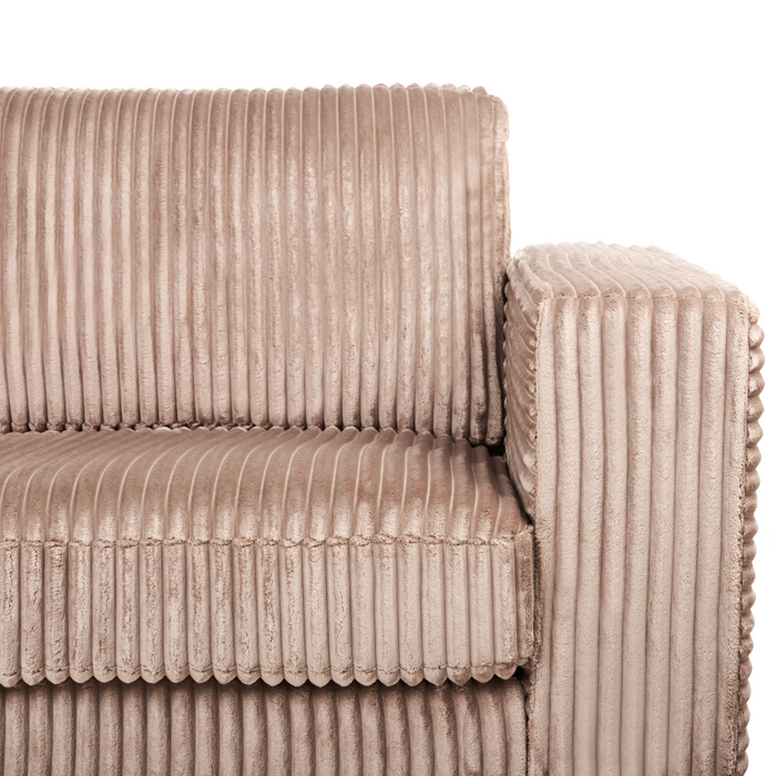 Beliani-LOFOTEN-Hoekbank 4-zits-Lichtbruin-Rechtszijdig-Corduroy