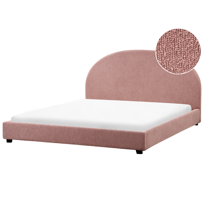 Beliani-VAUCLUSE-Tweepersoonsbed-Pastelroze-180 x 200 cm-Bouclé
