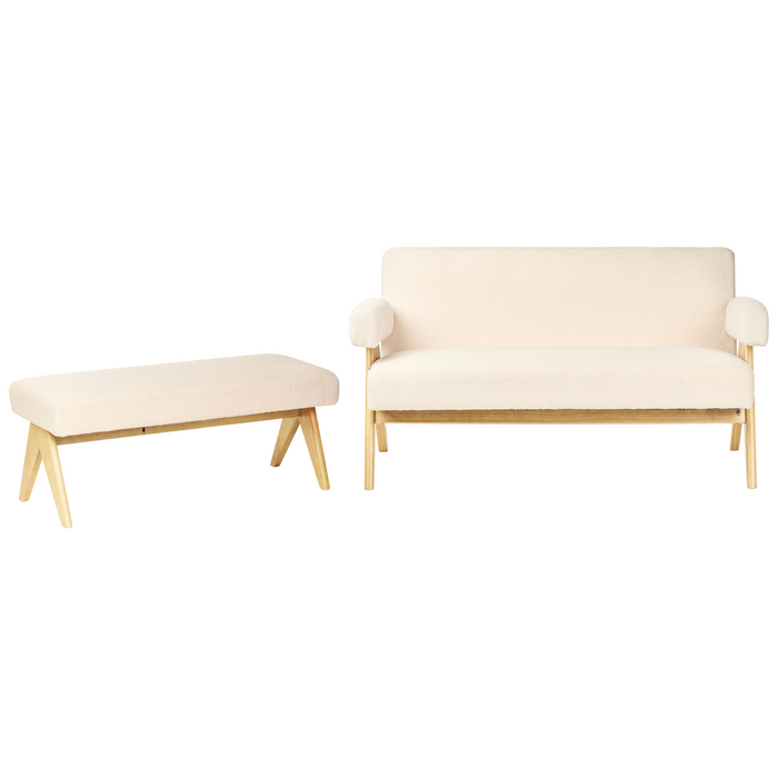 Beliani - TAMRE - Bankenset - Gebroken wit|Lichtbruin - Bouclé