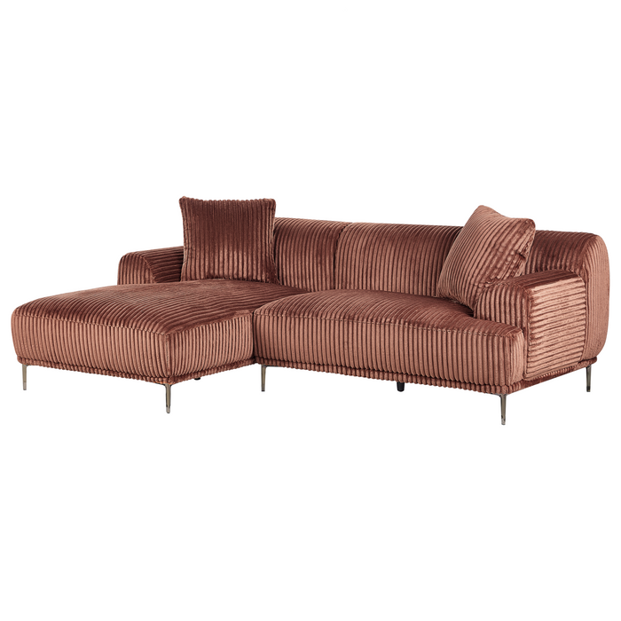 Beliani - STENUM - Hoekbank 3-zits - Bruin - Linkszijdig - Corduroy