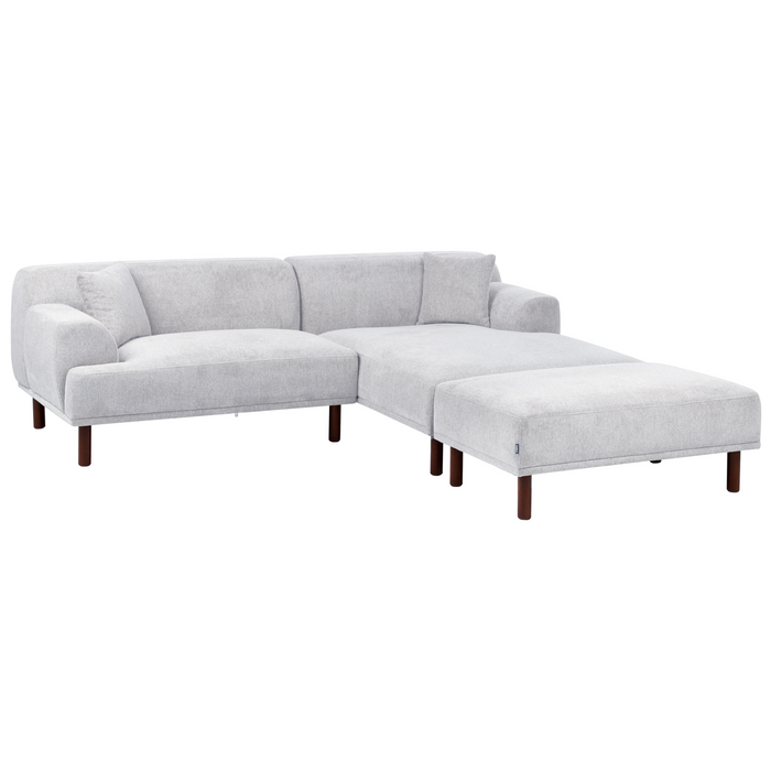 Beliani-HOLT-Hoekbank met ottomaan-Lichtgrijs-Linkszijdig-Polyester