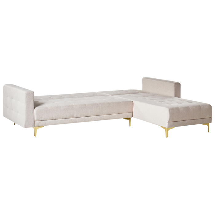 Beliani - ABERDEEN - Hoekslaapbank - Beige - Linkszijdig - Polyester