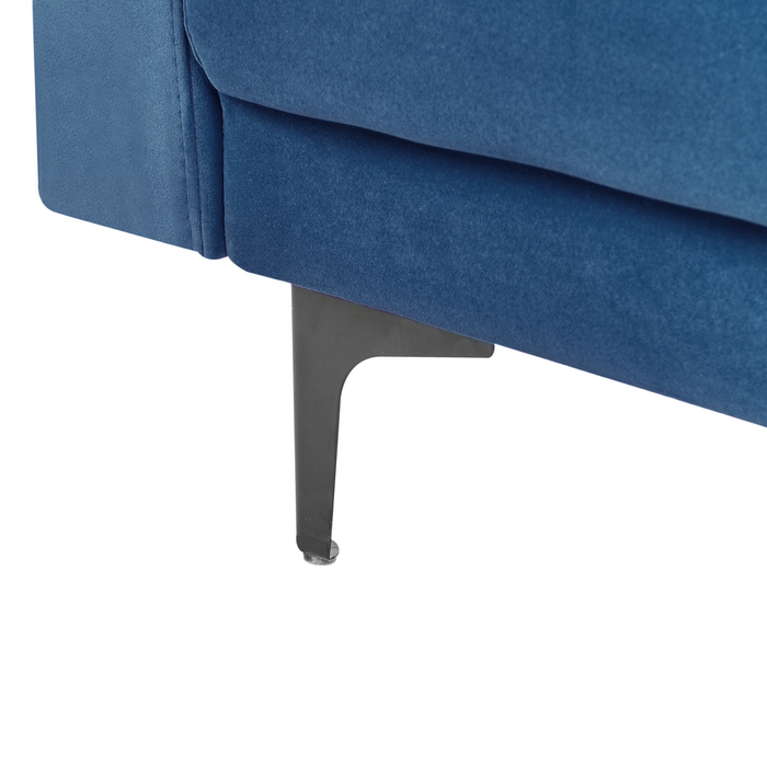 Beliani - ABERDEEN - Hoekbank - Blauw - Linkszijdig - Fluweel