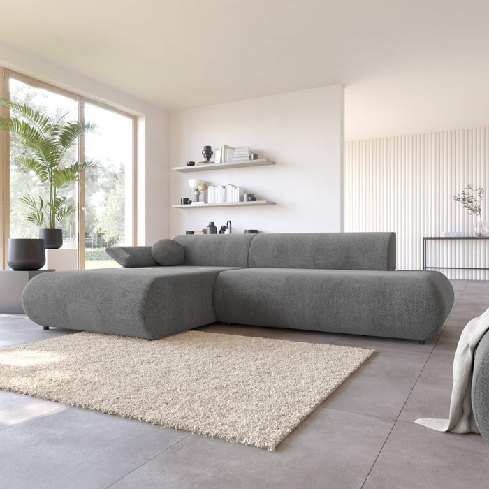 by fonQ Wisp Hoekbank met Chaise Longue Links met Slaapfunctie - Chenille - Antraciet