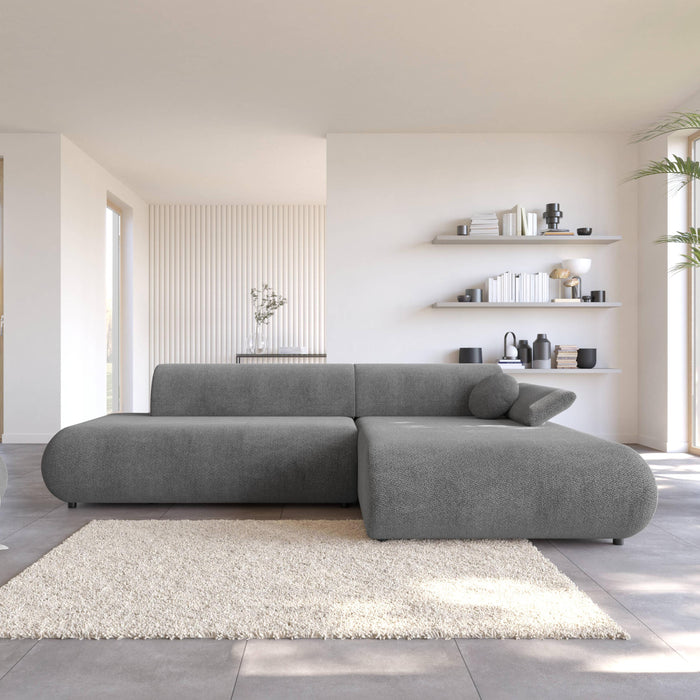 by fonQ Wisp Hoekbank met Chaise Longue Rechts met Slaapfunctie - Chenille - Antraciet