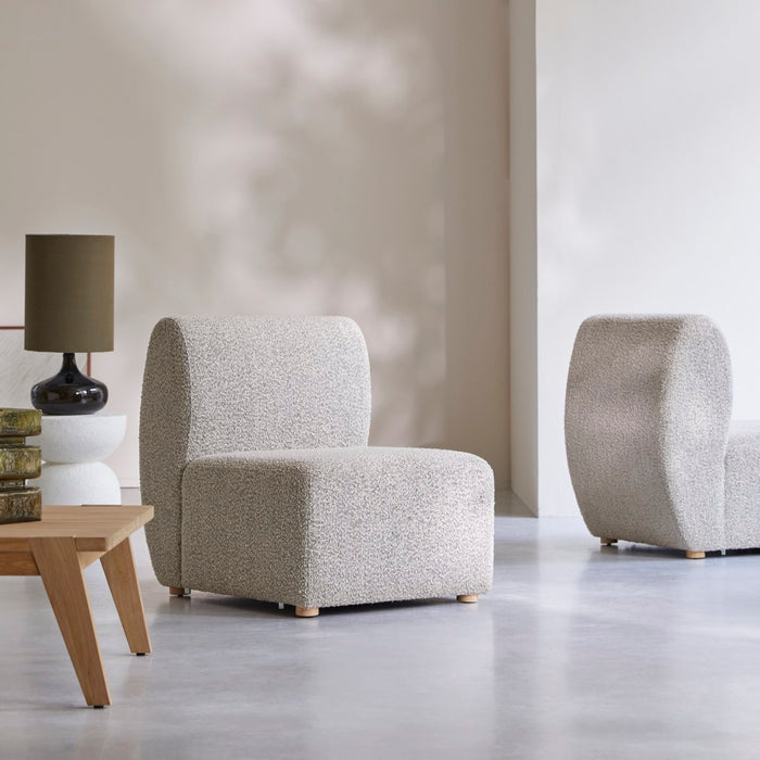 Tikamoon - Modulaire fauteuil van massief acaciahout en grijze stof