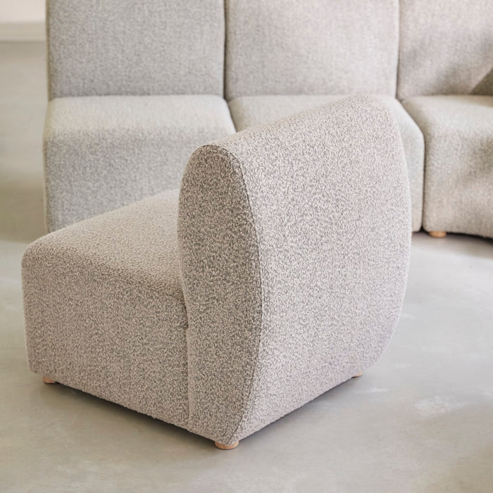 Tikamoon - Modulaire fauteuil van massief acaciahout en grijze stof