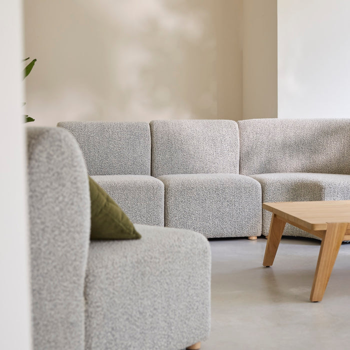 Tikamoon - Modulaire fauteuil van massief acaciahout en grijze stof