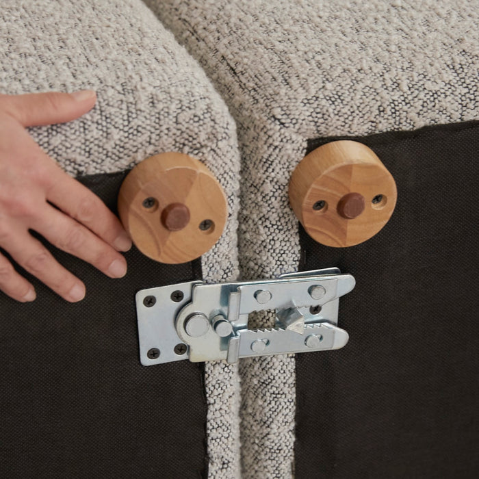 Tikamoon - Modulaire fauteuil van massief acaciahout en grijze stof