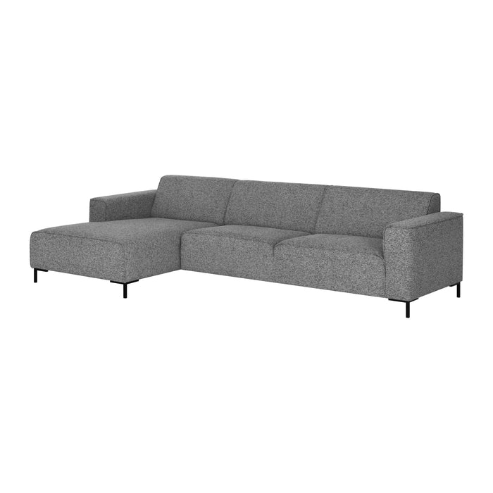 by fonQ Loft Hoekbank met Chaise Longue Links - Chenille Melange - Steengrijs