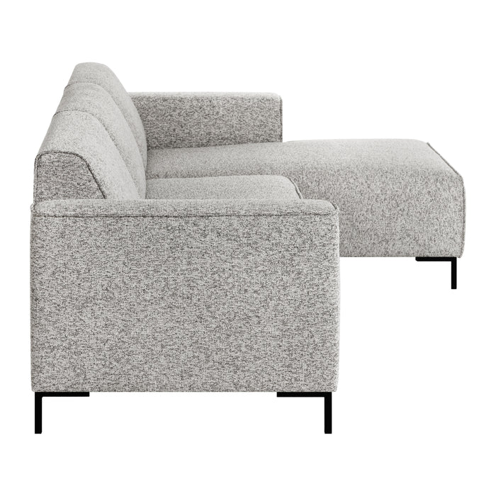 by fonQ Loft Hoekbank met Chaise Longue Rechts - Chenille Melange - Grijs