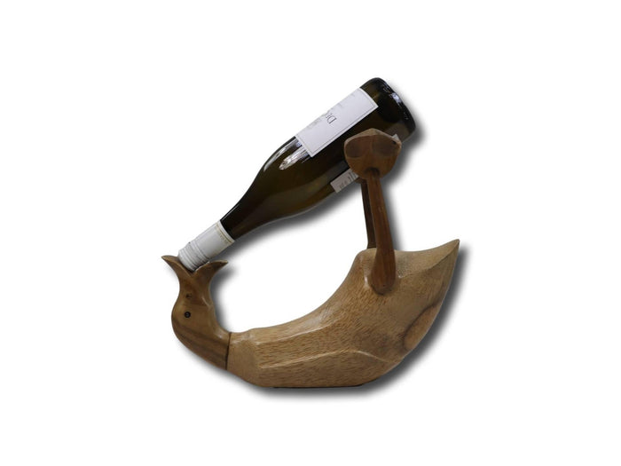 HSM Collection-Wijnfleshouder Duck-33x15x26-Naturel-Bamboe|Teak