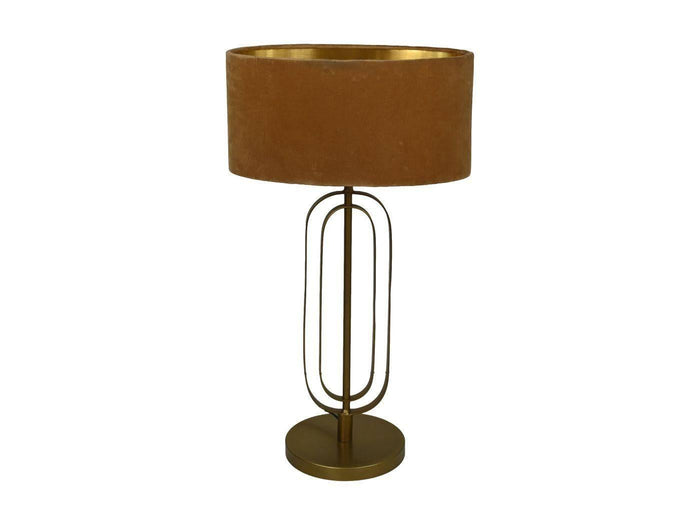 HSM Collection-Ovale Lampenkap-ø38x19-Beige|Goud-Stof