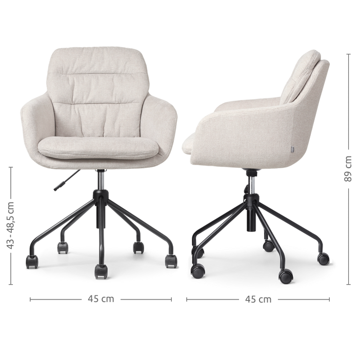 Nolon Nout-Mia Bureaustoelen Set van 2 - Beige - Zwart Onderstel