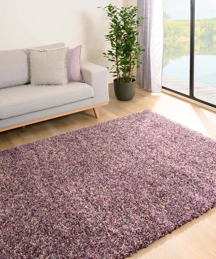 Tapeso Hoogpolig vloerkleed gemêleerd - Blend paars|grijs - 60x110 cm