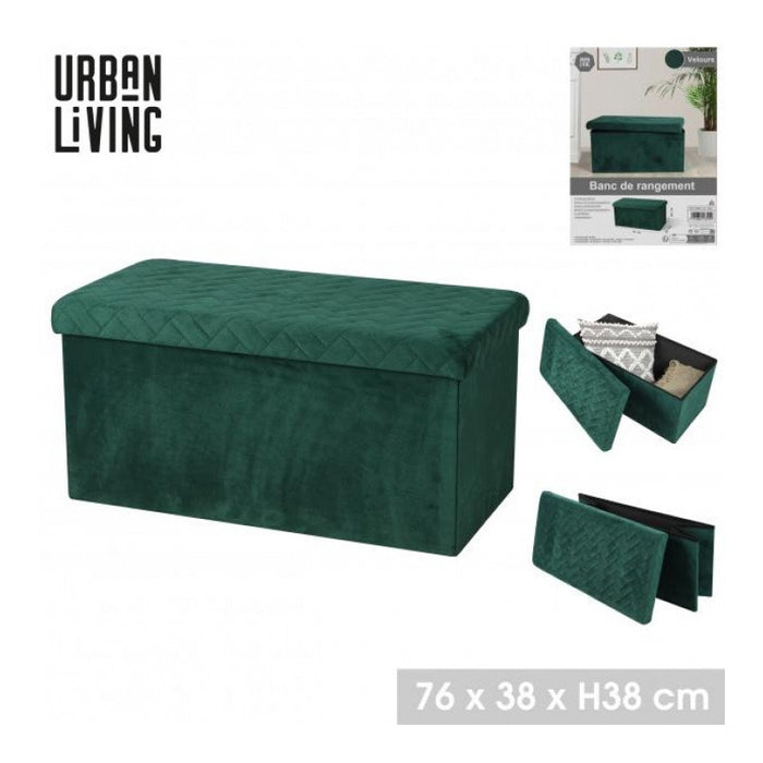 Urban Living poef|hocker|opbergbox - smaragd groen - mdf - 76 x 38 x 3