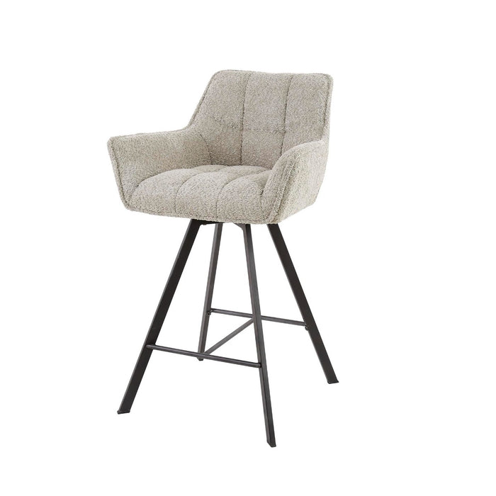 AnLi Style Barstoel raster draaibaar - bouclé zandkleur - set van 2