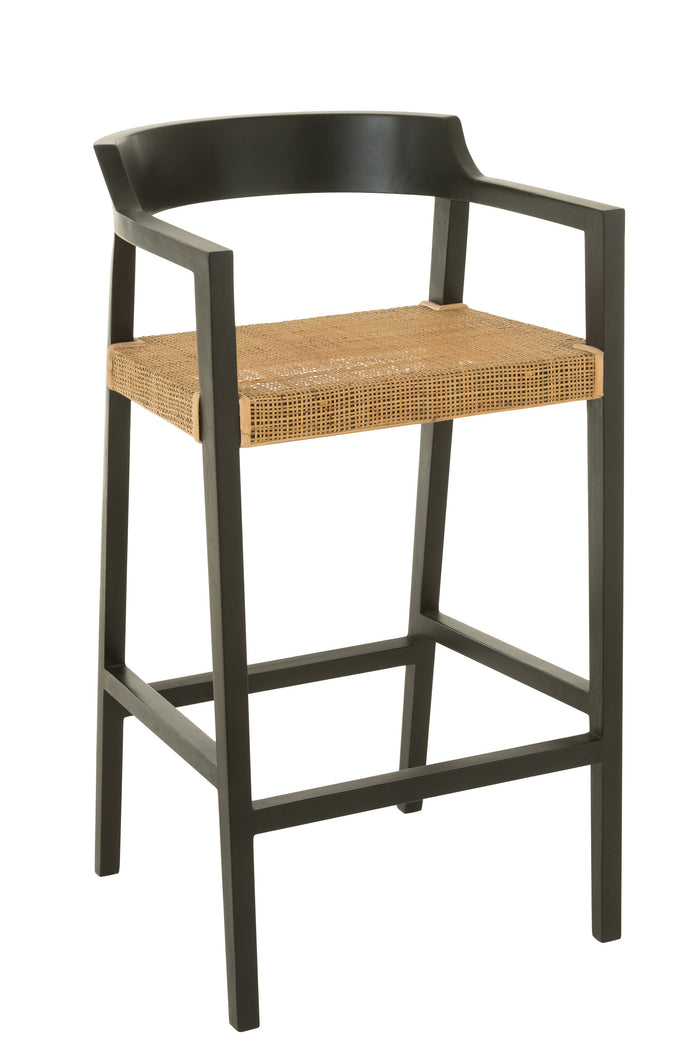 J-line - Barstoel Emma Teakhout Zwart|bruin - 55x53x100cm