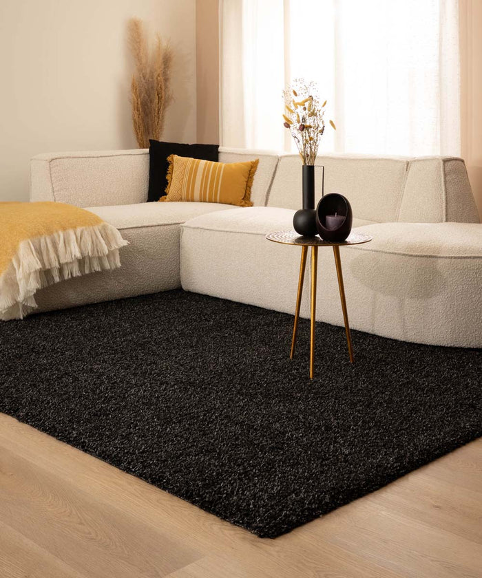 Tapeso Hoogpolig vloerkleed shaggy Trend effen - antraciet - 100x200