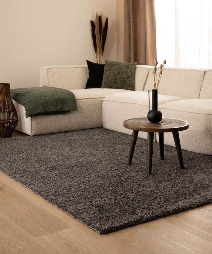 Tapeso Hoogpolig vloerkleed shaggy Trend effen - grijs - 300x400 cm