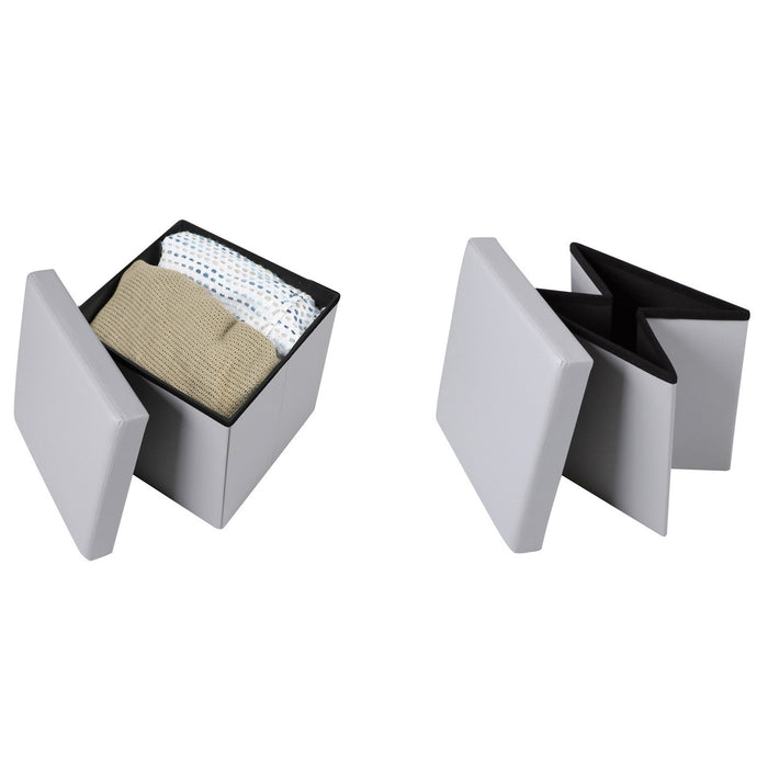 Urban Living poef|hocker|opbergbox - lichtgrijs - mdf - 38 x 38 cm