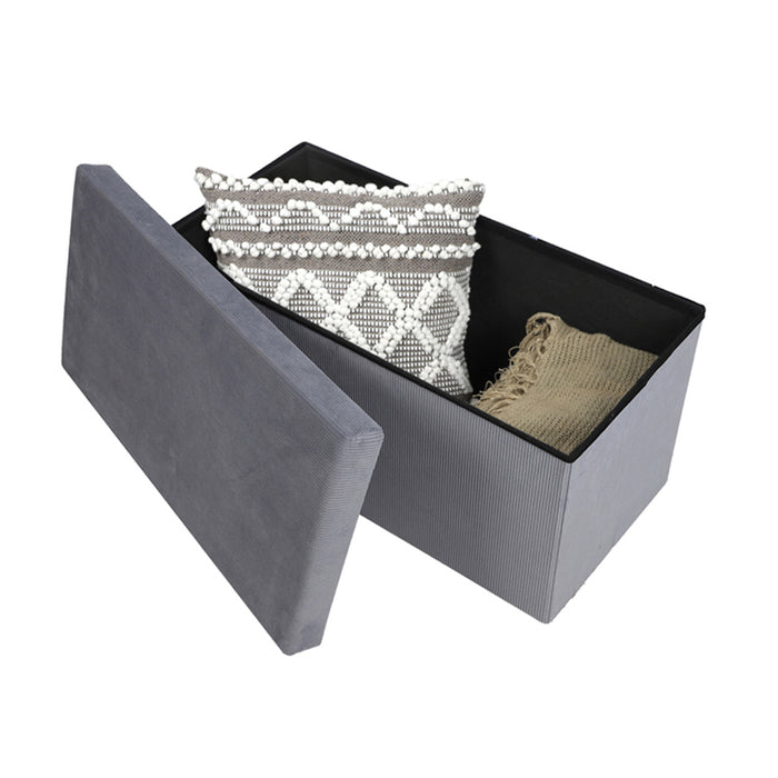 Urban Living poef|hocker|opbergbox - grijs - mdf - 76 x 38 x 38 cm