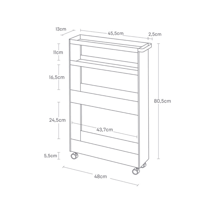 Yamazaki Keukentrolley 4 niveaus - Tower - Zwart
