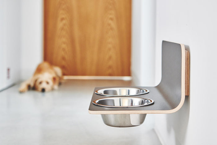 MiaCara Arco hondenvoerbak wand small|medium grijs