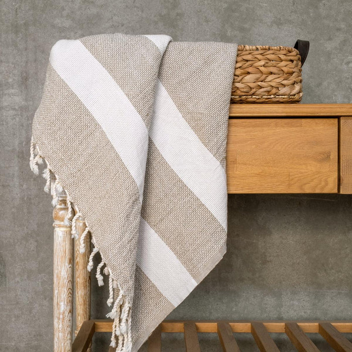 Linen basket Plaid 130x170 white