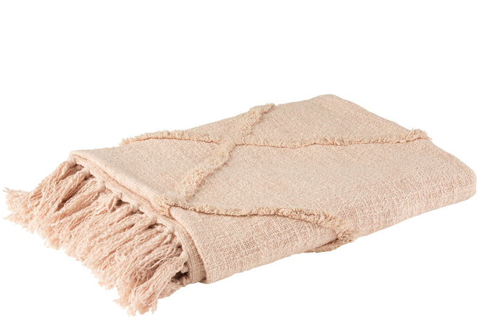 J-Line plaid Ruit - katoen|polyester - roze - 130 x 170 cm