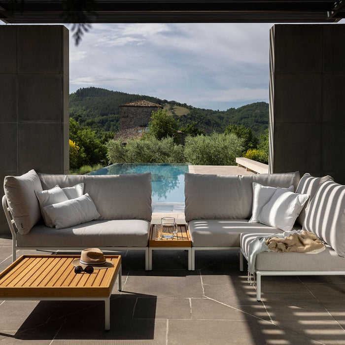 Houe Level2 Cozy Corner loungebank links frame wit stof Ash