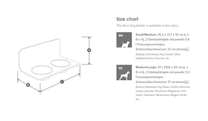 Arco hondenvoerbak wand medium|large grijs