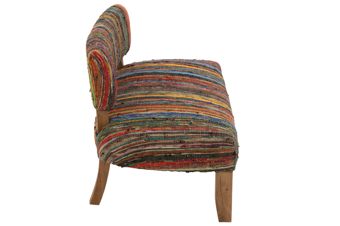 J-Line zetel 2P Chindi - hout|textiel - mix