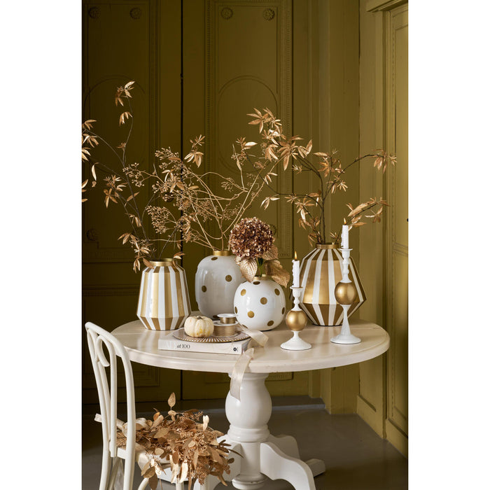 Pip Studio Vaas Stripes - Bloemenvaas van Metaal - Wit| Goud - 24x29cm